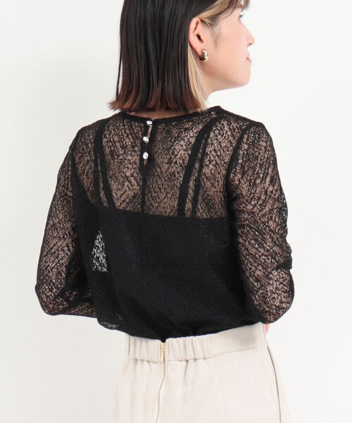 MICO COULIER（ミコクリエ）の「フラフィレース2WAYプルオーバーブラウス（Tシャツ/カットソー・レディース・ブラック/キナリ・38）」の15枚目の写真