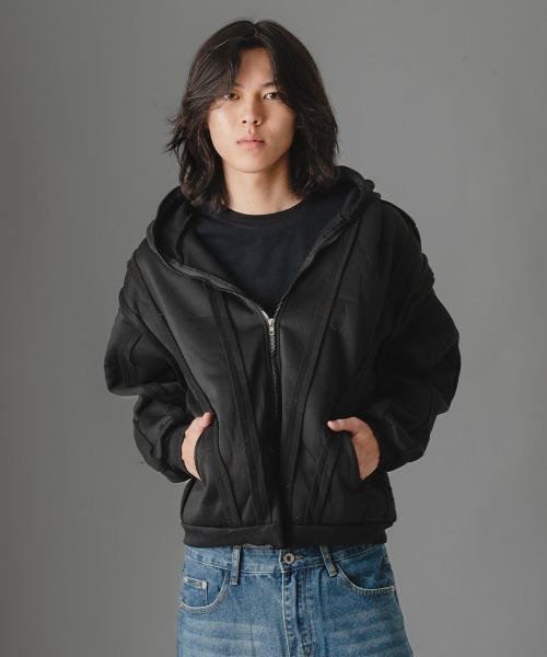 there is nothing（ゼアイズナッシング）の「アイレットフーディジップアップジャケット（パーカー・メンズ・ブラック・MEDIUM/LARGE/X-LARGE）」の6枚目の写真