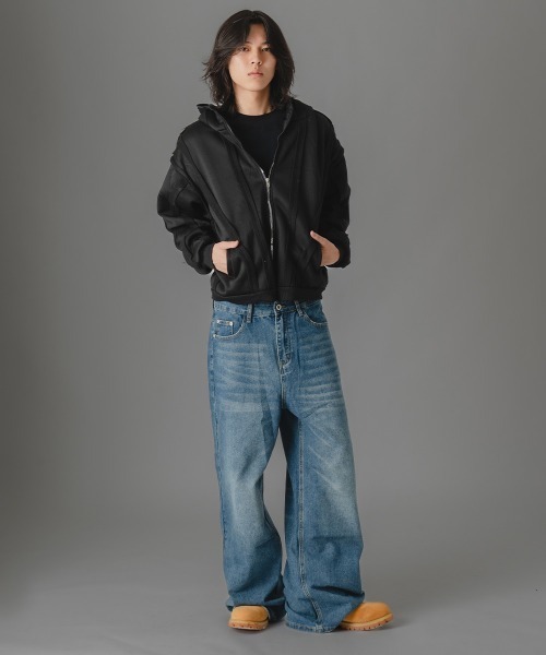 there is nothing（ゼアイズナッシング）の「アイレットフーディジップアップジャケット（パーカー・メンズ・ブラック・MEDIUM/LARGE/X-LARGE）」の9枚目の写真