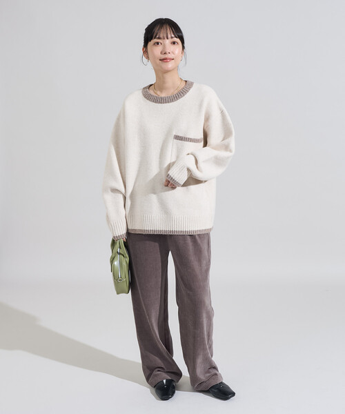 FREAK'S STORE(フリークスストア)の「配色 ポケット付きニット/ビッグシルエットニット(ニット/セーター・レディース・チャコールグレー/オフホワイト/ブラウン/ピンク・フリ-)」の22枚目の写真