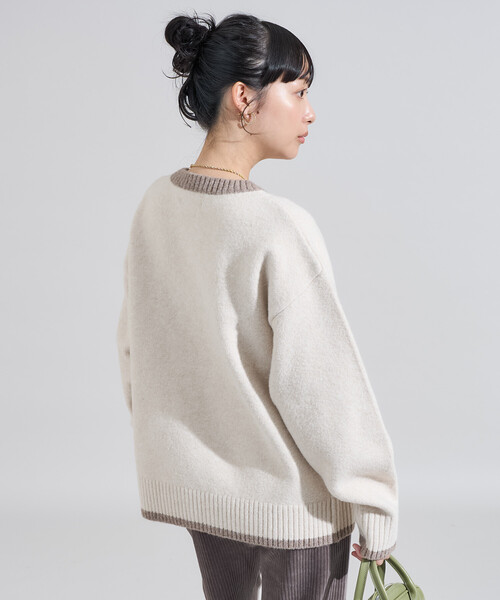 FREAK'S STORE(フリークスストア)の「配色 ポケット付きニット/ビッグシルエットニット(ニット/セーター・レディース・チャコールグレー/オフホワイト/ブラウン/ピンク・フリ-)」の18枚目の写真