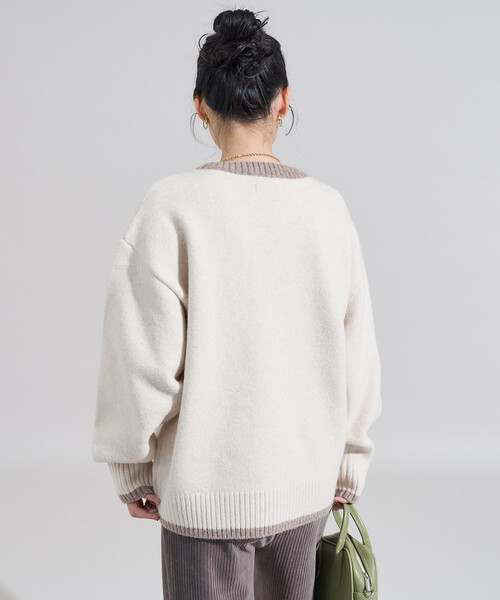 FREAK'S STORE(フリークスストア)の「配色 ポケット付きニット/ビッグシルエットニット(ニット/セーター・レディース・チャコールグレー/オフホワイト/ブラウン/ピンク・フリ-)」の17枚目の写真