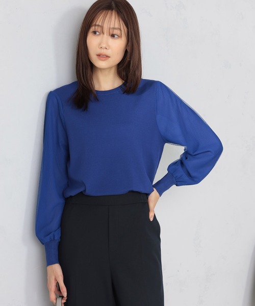 GALLORIA（ギャローリア）の「マシンウォッシャブル　袖プリーツニット（ニット/セーター・レディース・ロイヤルブルー/ネイビー/ライトベージュ・LL/L/M/S）」の3枚目の写真