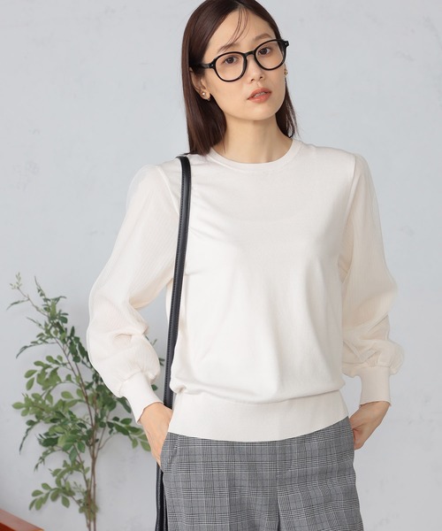 GALLORIA（ギャローリア）の「マシンウォッシャブル　袖プリーツニット（ニット/セーター・レディース・ロイヤルブルー/ネイビー/ライトベージュ・LL/L/M/S）」の2枚目の写真