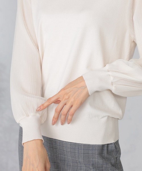 GALLORIA（ギャローリア）の「マシンウォッシャブル　袖プリーツニット（ニット/セーター・レディース・ロイヤルブルー/ネイビー/ライトベージュ・LL/L/M/S）」の7枚目の写真