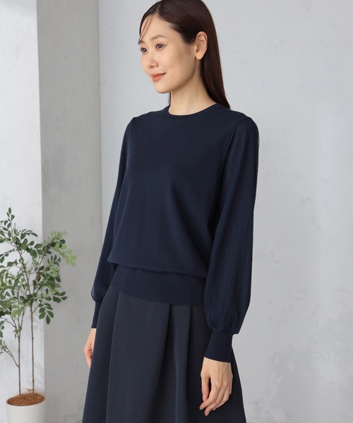 GALLORIA（ギャローリア）の「マシンウォッシャブル　袖プリーツニット（ニット/セーター・レディース・ロイヤルブルー/ネイビー/ライトベージュ・LL/L/M/S）」の8枚目の写真