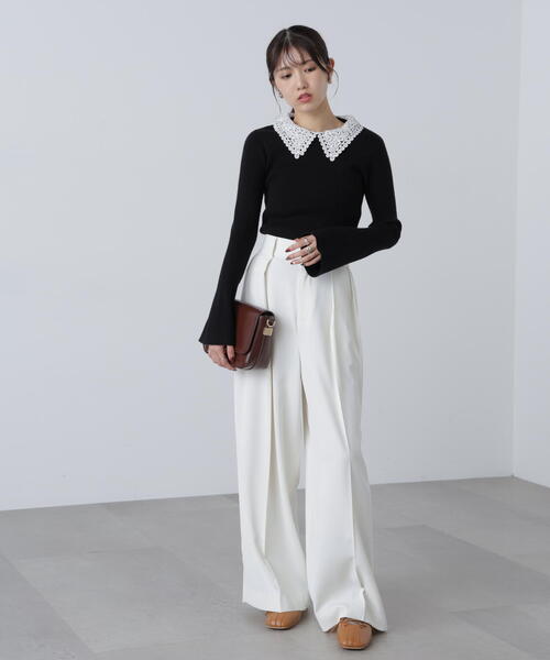 FREE'S MART(フリーズマート)の「◇〈MFM〉レース襟取り外し可能レース襟リブニット(ニット/セーター・レディース・ブラック/グレー系その他/ピンク/ネイビー・FREE)」の16枚目の写真