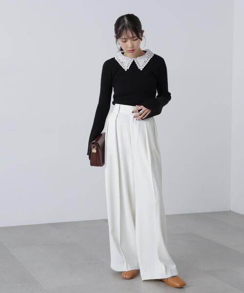 FREE'S MART(フリーズマート)の「◇〈MFM〉レース襟取り外し可能レース襟リブニット(ニット/セーター・レディース・ブラック/グレー系その他/ピンク/ネイビー・FREE)」の15枚目の写真