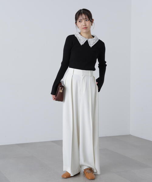 FREE'S MART(フリーズマート)の「◇〈MFM〉レース襟取り外し可能レース襟リブニット(ニット/セーター・レディース・ブラック/グレー系その他/ピンク/ネイビー・FREE)」の14枚目の写真