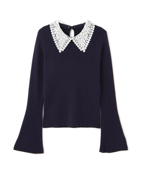 FREE'S MART（フリーズマート）の「◇〈ＭＦＭ〉レース襟取り外し可能レース襟リブニット（ニット/セーター・レディース・ブラック/グレー系その他/ピンク/ネイビー・FREE）」の11枚目の写真