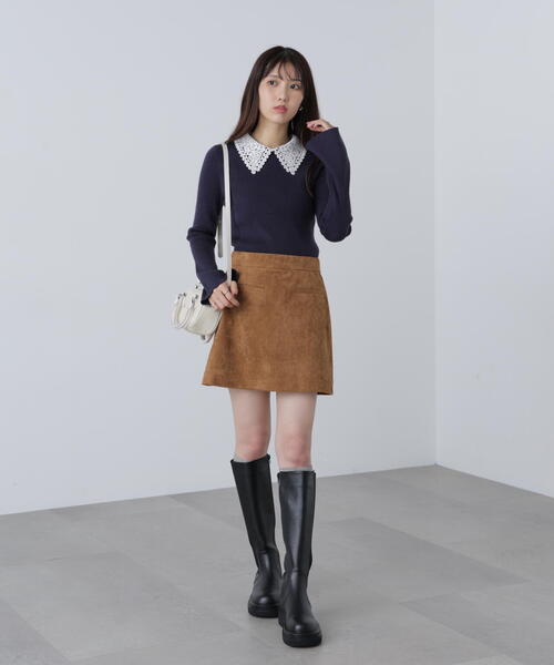 FREE'S MART(フリーズマート)の「◇〈MFM〉レース襟取り外し可能レース襟リブニット(ニット/セーター・レディース・ブラック/グレー系その他/ピンク/ネイビー・FREE)」の22枚目の写真