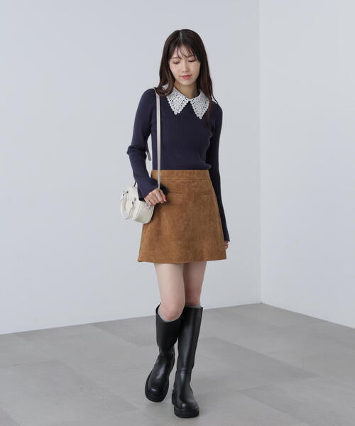 FREE'S MART(フリーズマート)の「◇〈MFM〉レース襟取り外し可能レース襟リブニット(ニット/セーター・レディース・ブラック/グレー系その他/ピンク/ネイビー・FREE)」の21枚目の写真