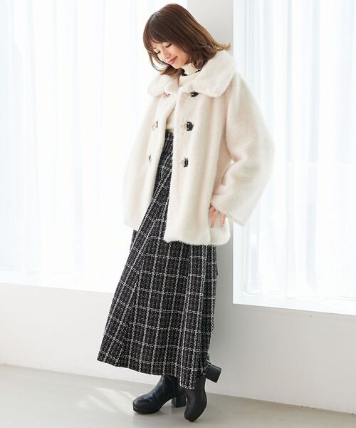 MAJESTIC LEGON(マジェスティックレゴン)の「ビットデザインファーブルゾン(ブルゾン・レディース・ブラウン/モカ/アイボリー・MEDIUM)」の5枚目の写真