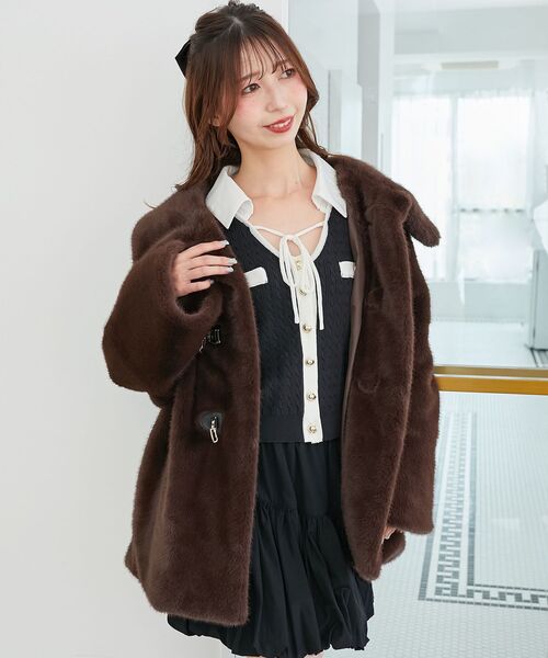 MAJESTIC LEGON(マジェスティックレゴン)の「ビットデザインファーブルゾン(ブルゾン・レディース・ブラウン/モカ/アイボリー・MEDIUM)」の22枚目の写真