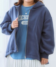 ＜大きいサイズ＞裾バルーン裏起毛カットソーパーカー
