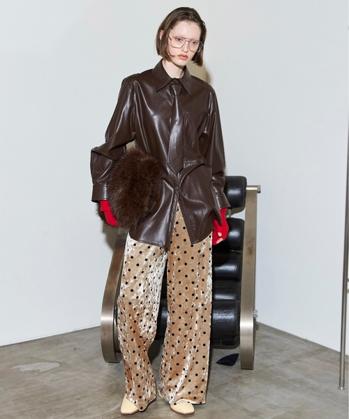 MAISON SPECIAL（メゾンスペシャル）の「Multi Fabric Velour Easy Pants/マルチファブリックベロアイージーパンツ（その他パンツ・レディース・ブラック/アイボリー/ブラウン/ブルー・38/36）」の6枚目の写真