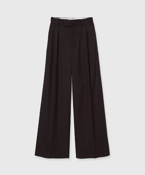 anuans（アニュアンス）の「【XSサイズあり】ベーシックタックワイドパンツ（スラックス・レディース・ベージュ/ブラウン/グレー・SMALL/MEDIUM/X-SMALL）」の2枚目の写真