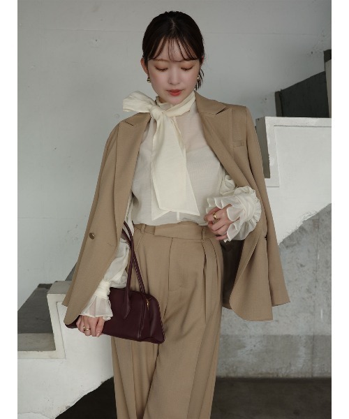 anuans（アニュアンス）の「【XSサイズあり】ベーシックタックワイドパンツ（スラックス・レディース・ベージュ/ブラウン/グレー・SMALL/MEDIUM/X-SMALL）」の10枚目の写真