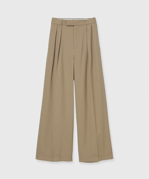 新品未使用　アニュアンス　ベーシックタックワイドパンツ　ブラウン ベーシックタックワイドパンツ