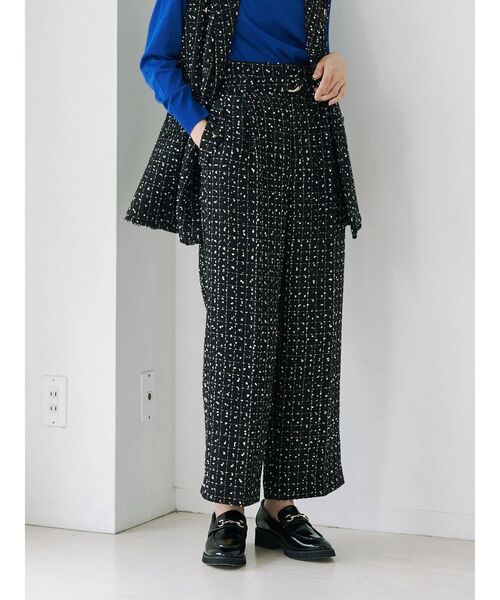 TONAL(トーナル)の「ツイードベルト付ワイドパンツ(その他パンツ・レディース・オフホワイト/ブラック・SMALL/MEDIUM)」の1枚目の写真