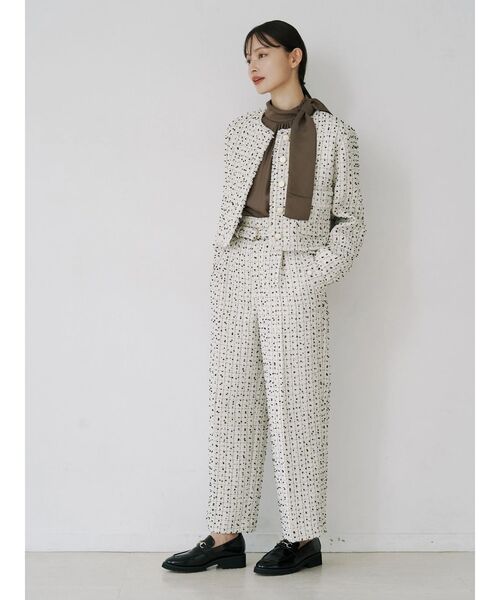 TONAL(トーナル)の「ツイードベルト付ワイドパンツ(その他パンツ・レディース・オフホワイト/ブラック・SMALL/MEDIUM)」の7枚目の写真