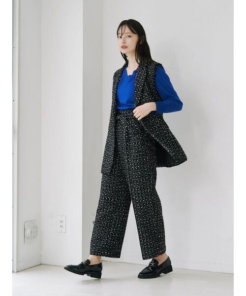 TONAL(トーナル)の「ツイードベルト付ワイドパンツ(その他パンツ・レディース・オフホワイト/ブラック・SMALL/MEDIUM)」の16枚目の写真