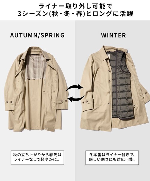 J.PRESS(ジェイプレス)の「3シーズン対応【定番】コンパクトスピンギャバジン ステンカラーコート_25年モデル(ステンカラーコート・メンズ・ベージュ系/ネイビー系・MEDIUM/LARGE/X-LARGE)」の3枚目の写真
