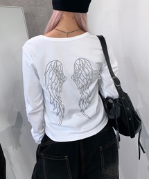 ラインストーン」に該当するレディースのTシャツ/カットソー（ホワイト