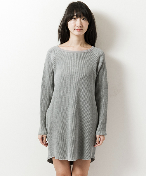 AMERICAN RAG CIE（アメリカンラグシー）の「AMERICAN RAG CIE　BIGコットンワッフルワンピース/212-AUH-L161-OP044（ワンピース・レディース・ホワイト/トップグレー・FREE）」の5枚目の写真