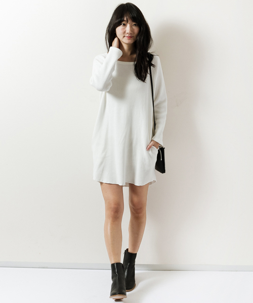 AMERICAN RAG CIE（アメリカンラグシー）の「AMERICAN RAG CIE　BIGコットンワッフルワンピース/212-AUH-L161-OP044（ワンピース・レディース・ホワイト/トップグレー・FREE）」の6枚目の写真