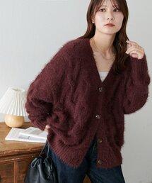 【WEB限定】ケーブルシャギーニットカーデ