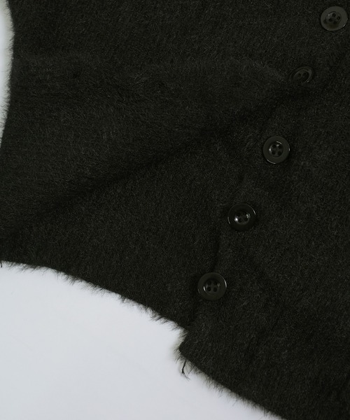 shopnikoniko（ショップニコニコ）の「シャギーニット カーディガン ショート丈 クロップド丈 カーデ（カーディガン/ボレロ・レディース・ホワイト/ブラック・フリー）」の16枚目の写真