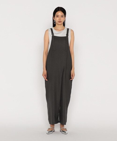 Gabardine K.T（ギャバジンケーティー）の「麻調合繊 パンツディテールオールインワン（サロペット/オーバーオール・レディース・グレー/ブラック・11号）」の12枚目の写真