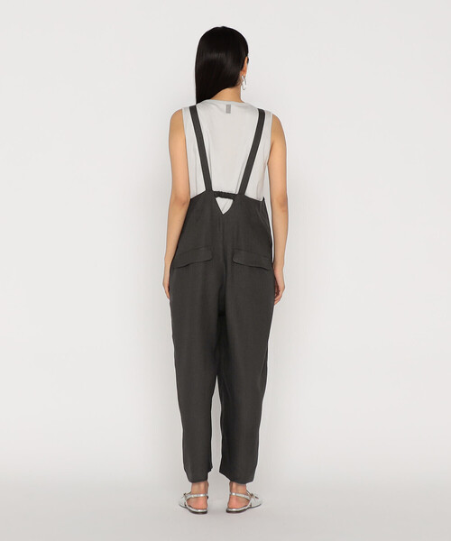 Gabardine K.T（ギャバジンケーティー）の「麻調合繊 パンツディテールオールインワン（サロペット/オーバーオール・レディース・グレー/ブラック・11号）」の14枚目の写真