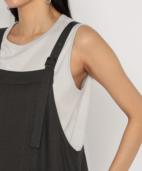 Gabardine K.T（ギャバジンケーティー）の「麻調合繊 パンツディテールオールインワン（サロペット/オーバーオール・レディース・グレー/ブラック・11号）」の16枚目の写真