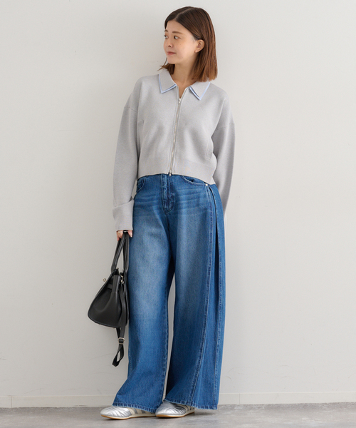 U by SPICK&SPAN（ユーバイスピックアンドスパン）の「ダブルカラーニットカーデ（カーディガン/ボレロ・レディース・グレー/ネイビー・FREE）」の8枚目の写真