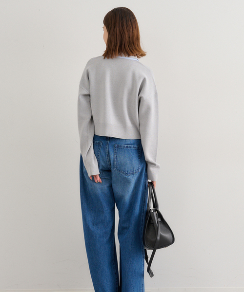 U by SPICK&SPAN（ユーバイスピックアンドスパン）の「ダブルカラーニットカーデ（カーディガン/ボレロ・レディース・グレー/ネイビー・FREE）」の11枚目の写真