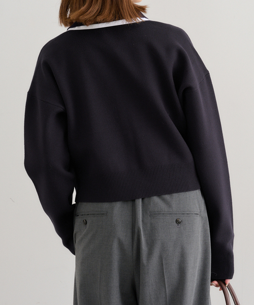 U by SPICK&SPAN（ユーバイスピックアンドスパン）の「ダブルカラーニットカーデ（カーディガン/ボレロ・レディース・グレー/ネイビー・FREE）」の15枚目の写真