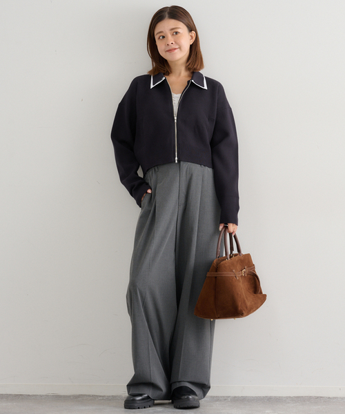 U by SPICK&SPAN（ユーバイスピックアンドスパン）の「ダブルカラーニットカーデ（カーディガン/ボレロ・レディース・グレー/ネイビー・FREE）」の18枚目の写真