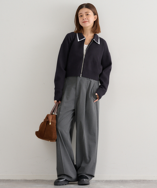 U by SPICK&SPAN（ユーバイスピックアンドスパン）の「ダブルカラーニットカーデ（カーディガン/ボレロ・レディース・グレー/ネイビー・FREE）」の19枚目の写真