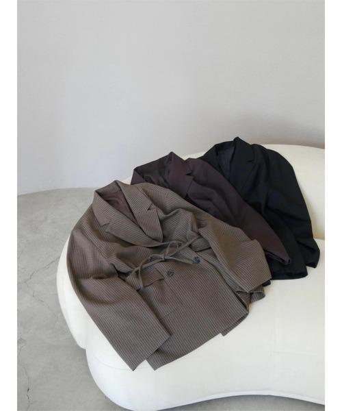 TRUNC(トランクエイティーエイト)の「Back Slit Ribbon Jacket(テーラードジャケット・レディース・ブラウン/ブラウン系その他/ブラック・FREE)」の6枚目の写真