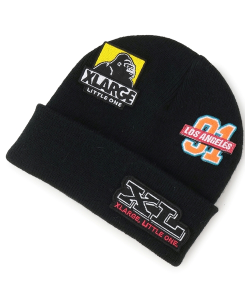 XLARGE KIDS（エクストララージキッズ）の「ワッペンニットキャップ（ニットキャップ/ビーニー・キッズ・ブラック/トップグレー・F）」の2枚目の写真
