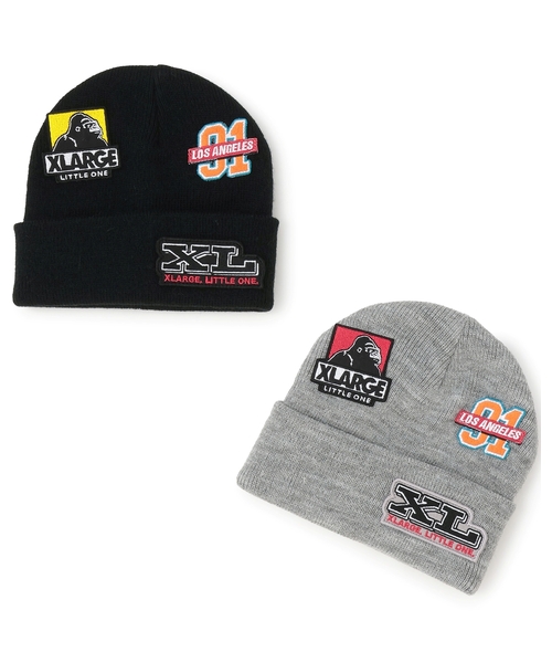 XLARGE KIDS（エクストララージキッズ）の「ワッペンニットキャップ（ニットキャップ/ビーニー・キッズ・ブラック/トップグレー・F）」の5枚目の写真