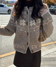 【GENERAL IDEA】ノルディック柄ラグラン袖カーディガン / WOOL NORDIC DUFFLE CARDIGAN