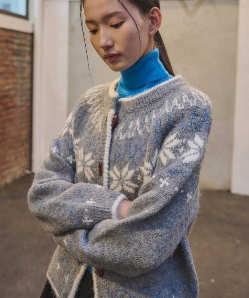 GENERAL IDEA（ジェネラルアイデア）の「wool nordic duffle cardigan ノルディック柄ラグラン袖カーディガン（カーディガン/ボレロ・レディース・グレー/モカ/ネイビー/レッド/ブラウン・L/M/S）」の13枚目の写真