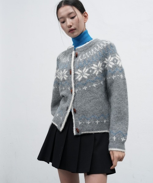 GENERAL IDEA（ジェネラルアイデア）の「wool nordic duffle cardigan ノルディック柄ラグラン袖カーディガン（カーディガン/ボレロ・レディース・グレー/モカ/ネイビー/レッド/ブラウン・L/M/S）」の7枚目の写真