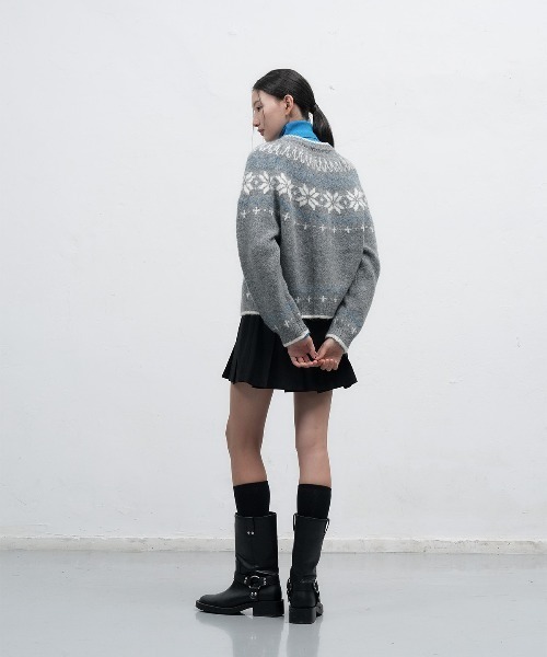 GENERAL IDEA（ジェネラルアイデア）の「wool nordic duffle cardigan ノルディック柄ラグラン袖カーディガン（カーディガン/ボレロ・レディース・グレー/モカ/ネイビー/レッド/ブラウン・L/M/S）」の12枚目の写真