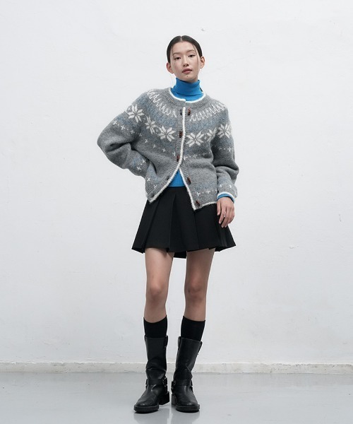 GENERAL IDEA（ジェネラルアイデア）の「wool nordic duffle cardigan ノルディック柄ラグラン袖カーディガン（カーディガン/ボレロ・レディース・グレー/モカ/ネイビー/レッド/ブラウン・L/M/S）」の9枚目の写真