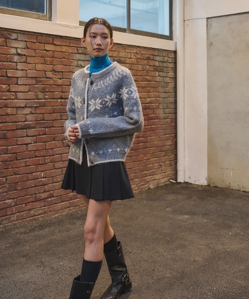 GENERAL IDEA（ジェネラルアイデア）の「wool nordic duffle cardigan ノルディック柄ラグラン袖カーディガン（カーディガン/ボレロ・レディース・グレー/モカ/ネイビー/レッド/ブラウン・L/M/S）」の14枚目の写真