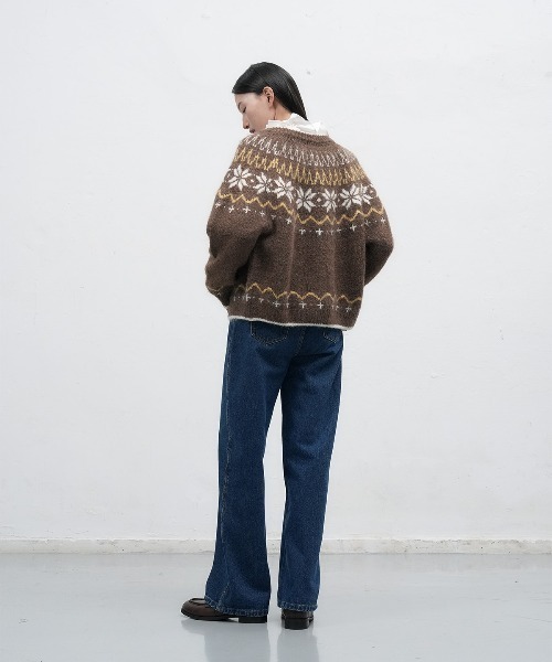 GENERAL IDEA（ジェネラルアイデア）の「wool nordic duffle cardigan ノルディック柄ラグラン袖カーディガン（カーディガン/ボレロ・レディース・グレー/モカ/ネイビー/レッド/ブラウン・L/M/S）」の22枚目の写真